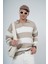 Polo Yaka Çizgili Erkek Oversize Kalıp Kazak 3