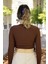 Yanlardan Büzgü Detaylı Uzun Kollu Fitilli Crop Top Bluz 4