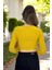 Yanlardan Büzgü Detaylı Uzun Kollu Fitilli Crop Top Bluz 4