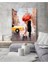 Kırmızı Şemsiye Altında Romantik Sevgililer Sarı Arabalı Kanvas Tablo 60X90 cm 1
