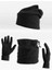 Unisex Erkek Kadın Polar Siyah Bere Boyunluk Eldiven 3'lü Set 1