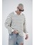Polo Yaka Oversize Kalıp Çizgili Triko Kazak 5