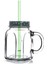 Yeşil Metal Kapaklı Pipetli Kulplu Kavanoz Bardak 450 ml 4