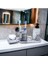 5'li Mermer Desenli Banyo Seti, Sıvı Sabunluk Diş Fırçalığı Beton Antrasit Set. 1