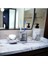 5'li Mermer Desenli Banyo Seti, Sıvı Sabunluk Diş Fırçalığı Beton Antrasit Set. 2
