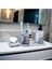 5'li Mermer Desenli Banyo Seti, Sıvı Sabunluk Diş Fırçalığı Beton Antrasit Set. 3