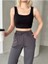 Kadın Fitilli Kaşkorse Kare Yaka Crop Atlet Body 2