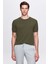 Slim Fit Haki Düz Örgü Rayon Triko T-Shirt 1