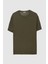 Slim Fit Haki Düz Örgü Rayon Triko T-Shirt 5