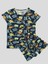 Erkek Çocuk %100 Pamuklu Dinozor Desenli Lacivert Kısa Kollu Şortlu Pijama Takımı 1