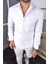 Beyaz HAKİM YAKA GİZLİ DÜĞMELİ PAMUKLU LİKRA SLİM FİT ERKEK GÖMLEK 2