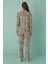 Kadın 50701-577 Uzun Kol Önü Düğmeli Pijama Takımı Leopar 3