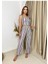 Kadın Lila Çizgili Yumuşak Kumaş Bağcıklı Pijama Takımı 1