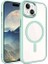 Apple iPhone 15 Kılıf Wireless Şarj Özellikli Zore Krom Magsafe Silikon Kapak Şeffaf Arka Görünüm 1