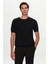 Slim Fit Siyah Düz Örgü Rayon Triko T-Shirt 1