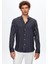 Slim Fit Lacivert Çizgi Baskılı Gömlek 1