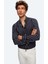 Slim Fit Lacivert Çizgi Baskılı Gömlek 2