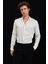 Slim Fit Beyaz Çizgi Baskılı Gömlek 3