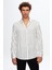 Slim Fit Beyaz Çizgi Baskılı Gömlek 2