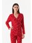 Kar Tanesi Desenli Gömlek Yaka Süet Pijama Takımı 2