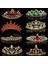No.10 Boyutu Büyük Kraliçe Prenses Taç Diadem Yeşil Kırmızı Rhinestone Headdress Başkanı Kristal Tiara Gelin Düğün Saç Takı Aksesuarları (Yurt Dışından) 2