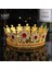 Gümüş Rengi Yeni Tasarım Büyük Yuvarlak Tiaras ve Taçlar Altın Kırmızı Kristal Diadem Kraliçe Prenses Kral Gelin Düğün Saç Aksesuarları Başlığı (Yurt Dışından) 3