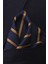 Hand Made 7.5 cm Gold Sarı & Lacivert Çizgili Desen Mendilli Kravat 5