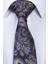 Hand Made 7.5 cm Bej Lacivert Damla Desen Mendilli Kravat 3