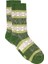 Organik Yün 2'li Kışlık Kilim Desenli Kalın Soket Çorap Pembe-Fuşya / Yeşil-Olive 4