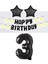 Rönesans Siyah Rakam Yıldız Folyo Balon Happy Bırthday Beyaz Papatya Eva Banner Seti Yaş 3 1