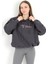 Kadın Füme Free Nakışlı Stoperli 3 İplik Kapüşonlu Sweatshirt Hoodie - 5082 6