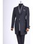 Italyan Stil Slim Fit Sivri Yaka Yün Karışımlı Kaşe Erkek Kaban Antrasit T13457 1