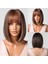 Koyu Kahverengi Kısa Bob Düz Sentetik Peruk Beyaz Siyah Kadınlar Için Patlama ile Golleri Peruk Parti Cosplay Isıya Dayanıklı Saç (Yurt Dışından) 1