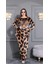 Leopar Crystal Taşlı Kadife Eşofman Takımı - Kiremit 1