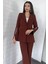 Kadın Astarlı Kolu Taş Detaylı Blazer Ceket P-00001651 2