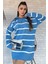 Çizgili Yarım Fermuarlı Triko Tunik P-00012423 2