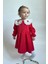 ALYRA Kız Çocuk Kırmızı Elbise Bebek Bebe Yaka Düğmeli Nakışlı Uzun Kollu Doğum Günü Parti Özel Gün Kadife Elbise ALY0430 5
