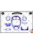 Citroen x Sara 1999-2006 Torpido Konsol Trim Göğüs Maun Kaplama Set 8 Parça Mavi 1