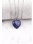 Doğal Lapis Lazuli Kalp Kolye Zincir Dahil 1