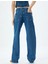 Düz Paça Kot Pantolon Renk Bloklu Yüksek Bel Düğmeli Pamuklu - Longer Straight Fit Jean 4