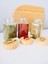 3 Adet 450ML Bambu Kapaklı Baharat Kavanozu Bambu Baharatlık Bambu Cam Kavanoz Ölçü Kaşığı 1