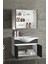 Yıldız 80 cm Beyaz-Antrasit Gri Mat Mdf Seramik Lavabolu Asma Banyo Dolabı Takımı 3