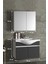 Yıldız 80 cm Beyaz-Antrasit Gri Mat Mdf Seramik Lavabolu Asma Banyo Dolabı Takımı 5