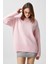 Kadın Homy Yumuşacık Bisiklet Yaka Soft Pembe Oversize Triko Kazak 2