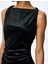 Slim Fit Drape Detaylı Kolsuz Uzun Kadife Elbise 5