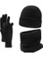 Yyh-Cc Örme Kadife Şapka, Atkı ve Eldiven Üçlü Takım-Siyah (Yurt Dışından) 1