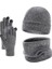 Yyh-Cc Örme Kadife Şapka, Atkı ve Eldiven Üçlü Takım-Gri (Yurt Dışından) 1