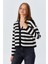 6892 Kadın Çizgili Dokulu Hırka Siyah 3
