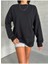 Kadın Siyah Dikiş Detaylı Oversize 3 Iplik Sweatshirt 2