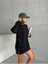 Kadın Siyah Dikiş Detaylı Oversize 3 Iplik Sweatshirt 3